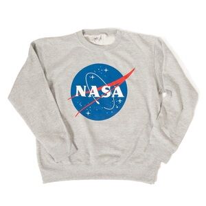 NASA Gray Meatball Logo Sweatshirt Unisex Crewneck Space Graphic Pullover XL